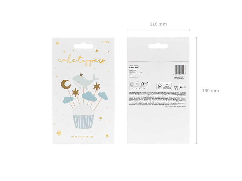 Dekoracje do muffinek - Wieloryb, 11-13.5 cm, mix (1 op. / 7 szt.) - obrazek 5