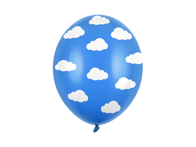 Balony 30cm, Chmurki, Pastel Corn. Blue (1 op. / 6 szt.)