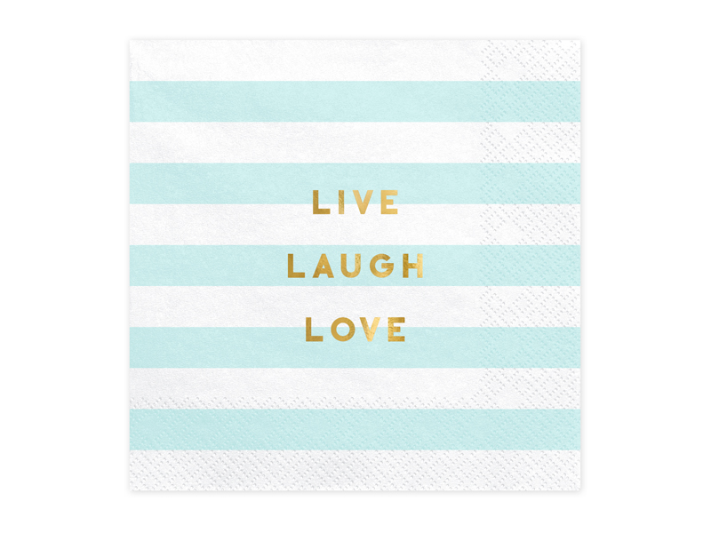 Serwetki Yummy - Live Laugh Love, jasny niebieski, 33x33cm (1 op. / 20 szt.)