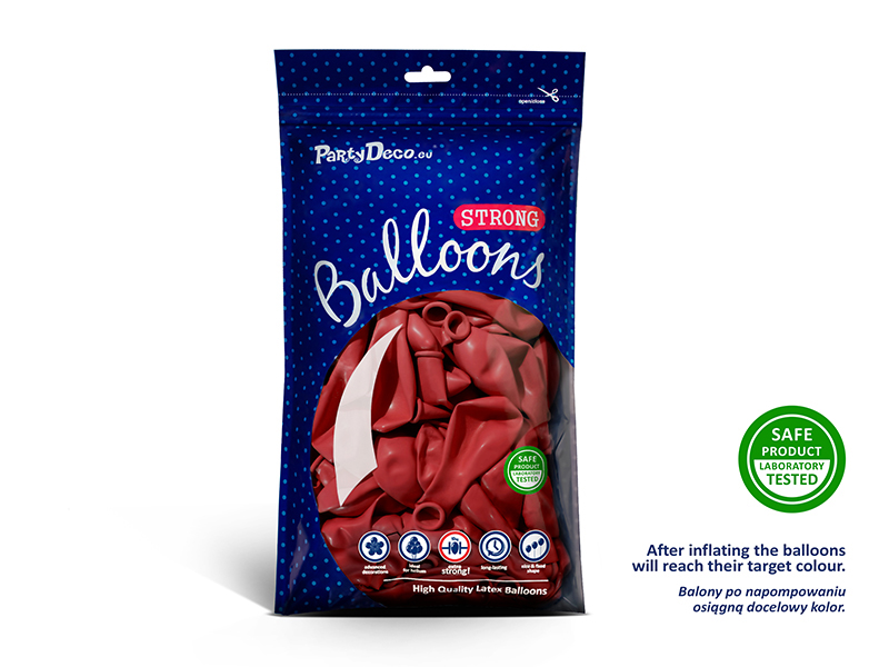 Balony Strong 27cm, Pastel Poppy Red (1 op. / 50 szt.) - obrazek 3