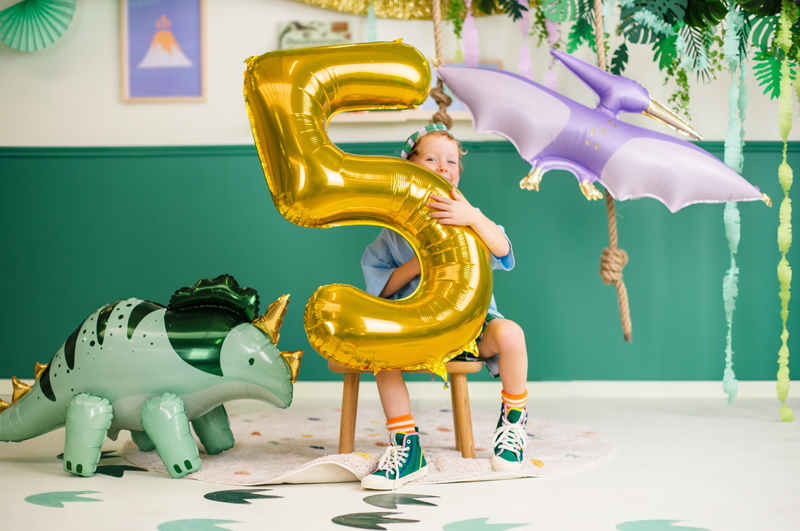 Balon foliowy Cyfra ''5'', 86cm, złoty - obrazek 3