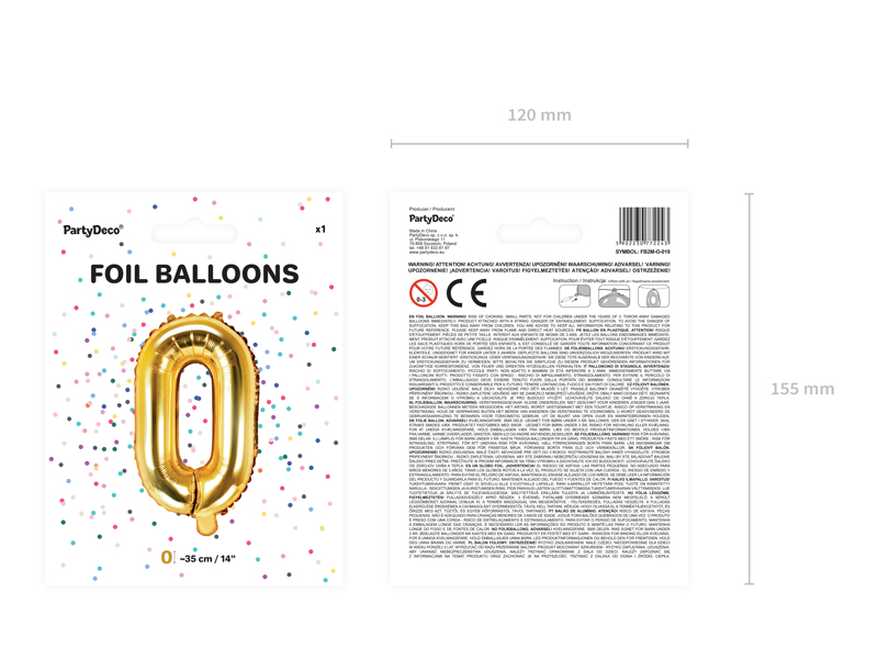Balon foliowy Litera ''O'', 35cm, złoty - obrazek 5