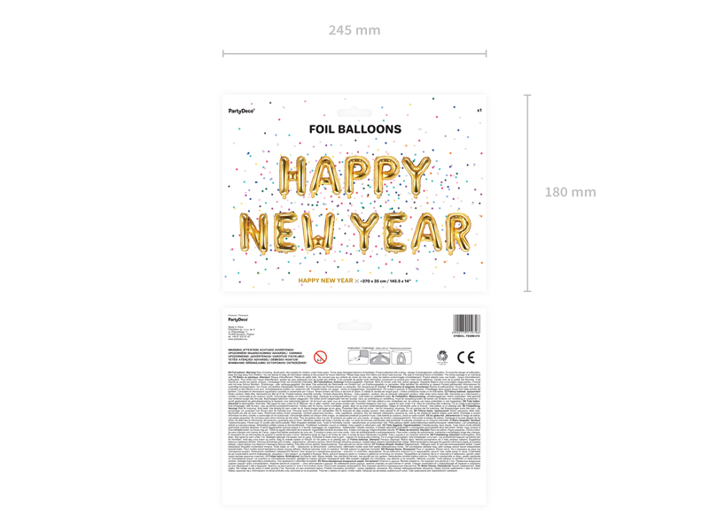 Balon foliowy Happy New Year, 422x46 cm, złoty - obrazek 2