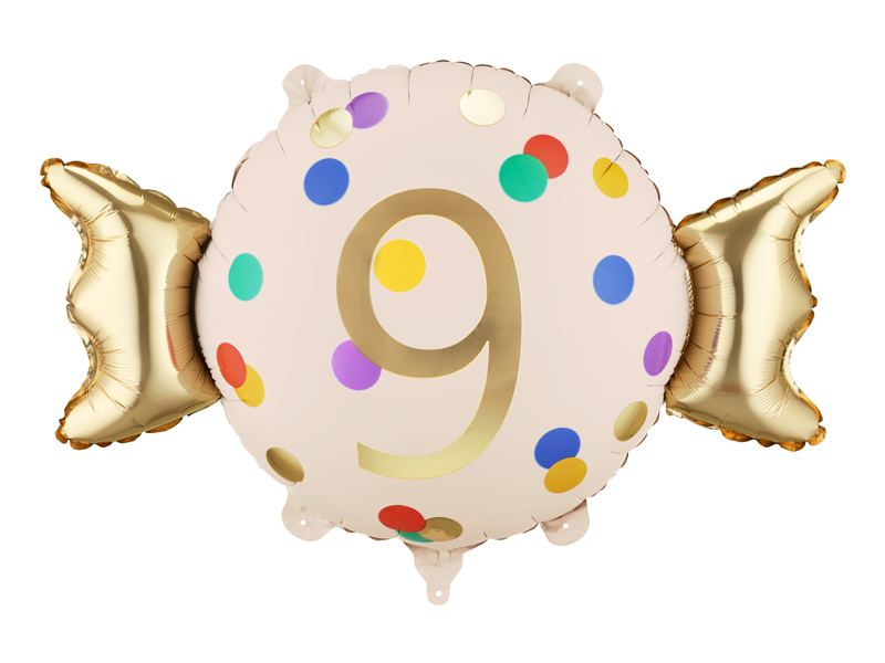 Balon foliowy Cukierek ''9'', 61x37 cm, mix