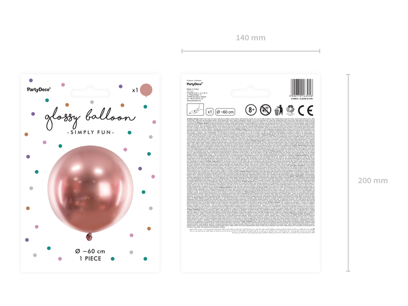 Balon okrągły Glossy 60cm, różowe złoto - obrazek 6