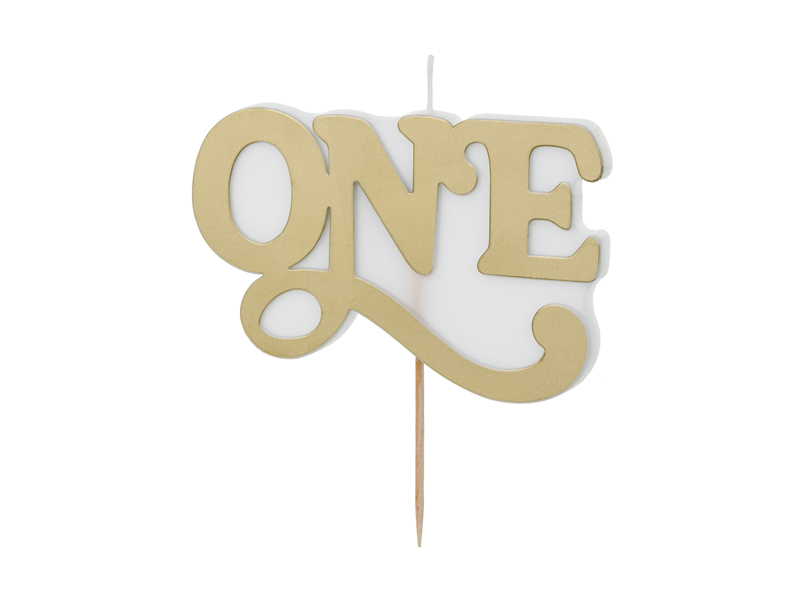 Świeczka urodzinowa ''ONE'', 3.8x6.5 cm, zimny złoty