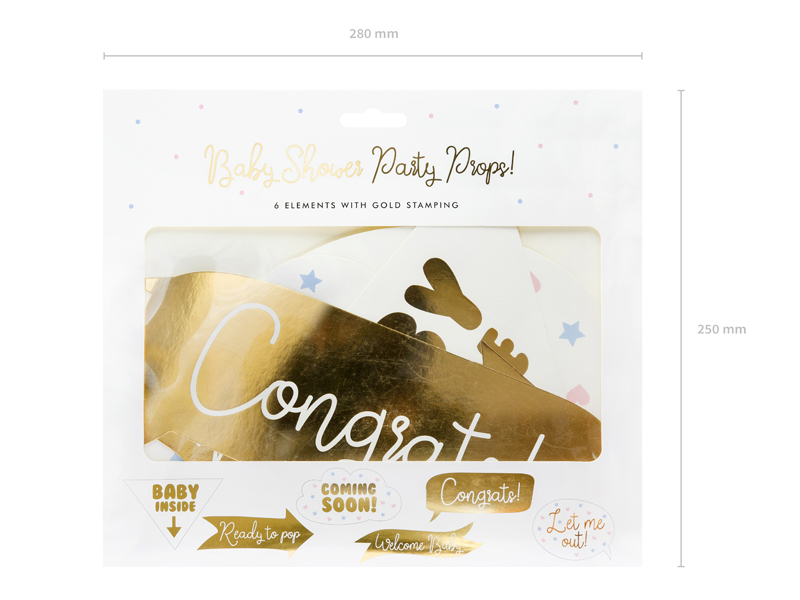 Gadżety do zdjęć Baby shower, mix (1 op. / 6 szt.) - obrazek 3