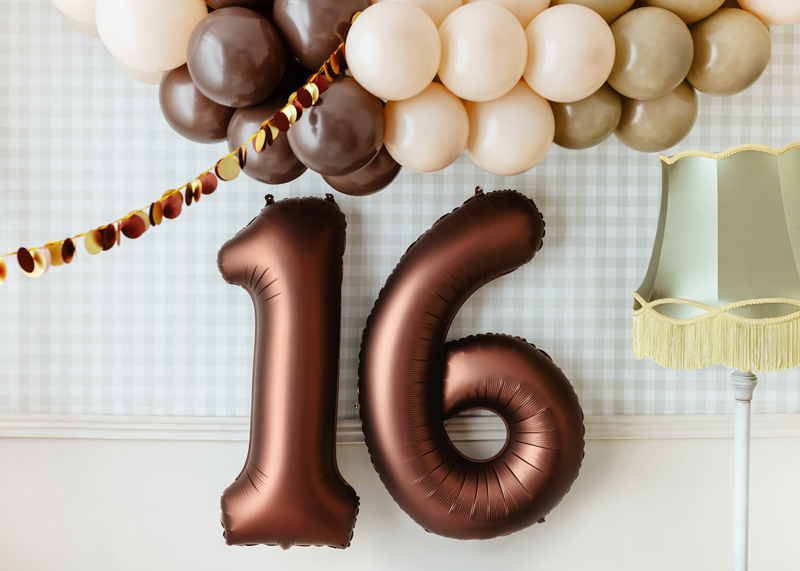 Balon foliowy Cyfra '6', 86cm, mocca - obrazek 2