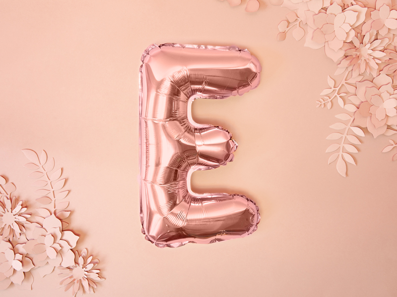 Balon foliowy Litera ''E'', 35cm, różowe złoto - obrazek 4