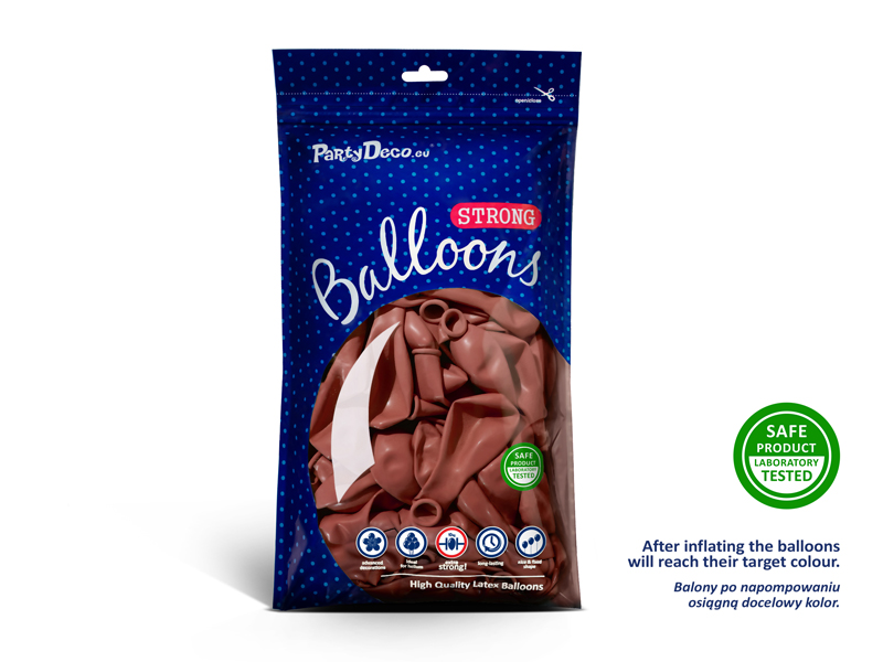 Balony Strong 23 cm, Pastel Burgundy (1 op. / 100 szt.) - obrazek 3