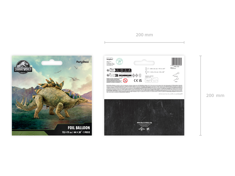 Balon foliowy Jurassic World Stegozaur, 112x51 cm, mix - obrazek 3