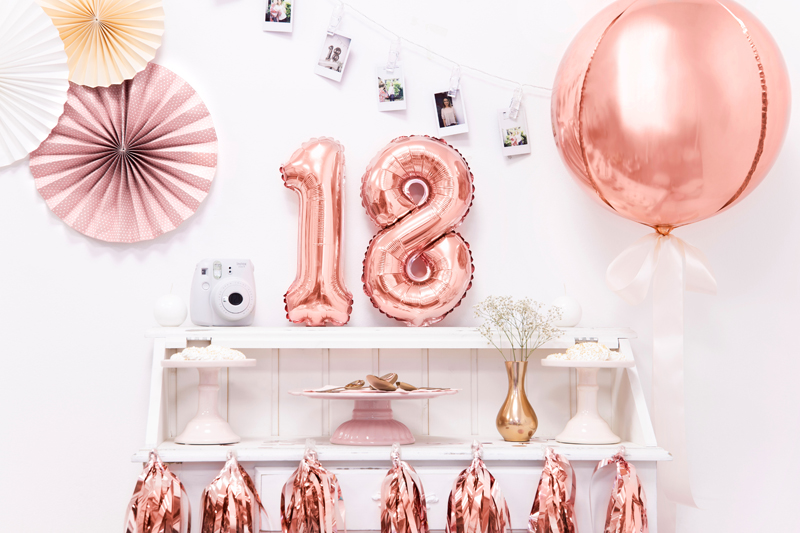 Balon foliowy Cyfra ''8'', 35cm, różowe złoto - obrazek 2