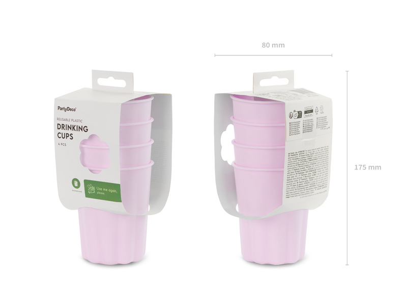 Kubeczki plastikowe Falbanka, 220 ml, fioletowy (1 op. / 4 szt.) - obrazek 7
