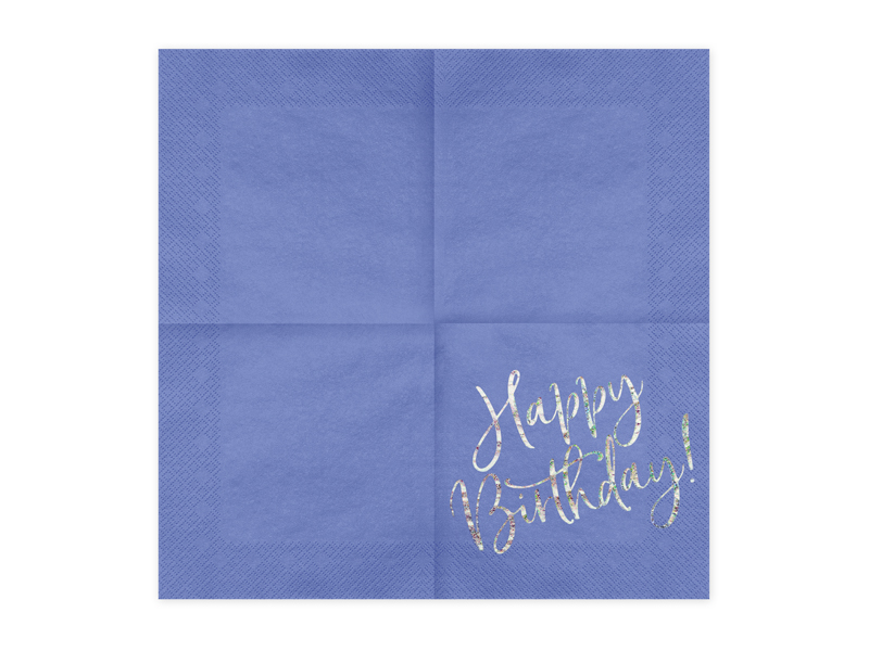 Serwetki Happy Birthday, granatowy, 33x33cm (1 op. / 20 szt.) - obrazek 2