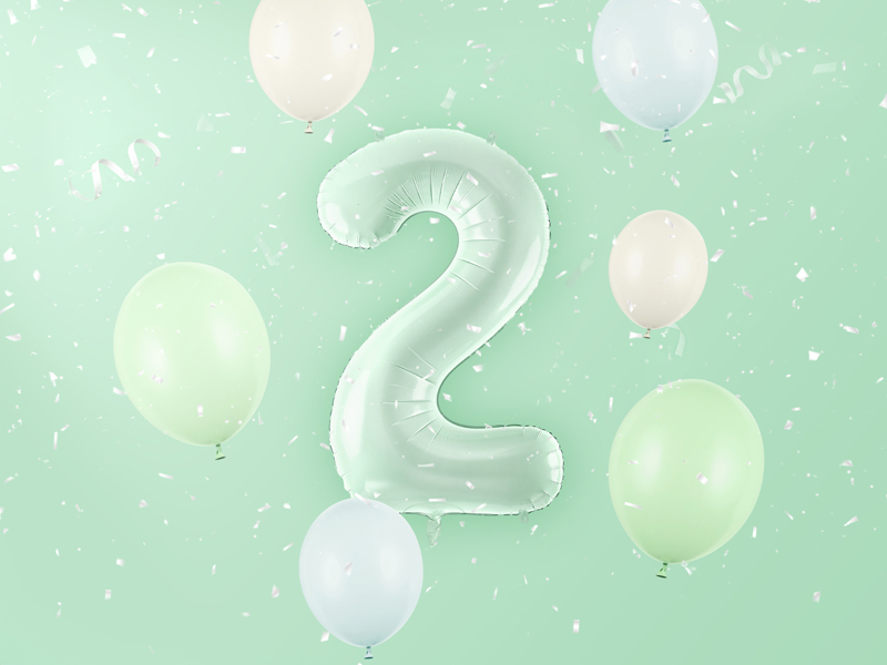 Balon foliowy Cyfra ''2'', 72cm, zieleń - obrazek 3