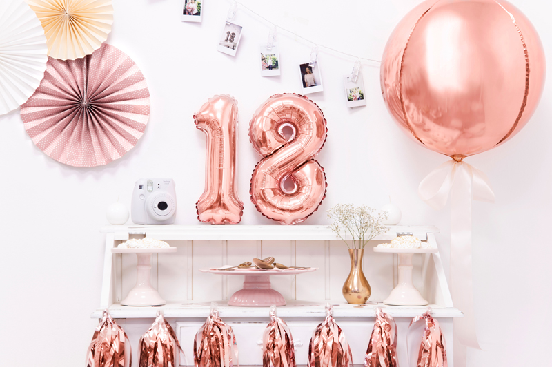 Balon foliowy Cyfra ''1'', 35cm, różowe złoto - obrazek 4