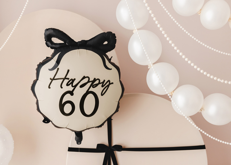 Balon foliowy pastylka Happy ''60'', 47.5x45 cm, mix - obrazek 5