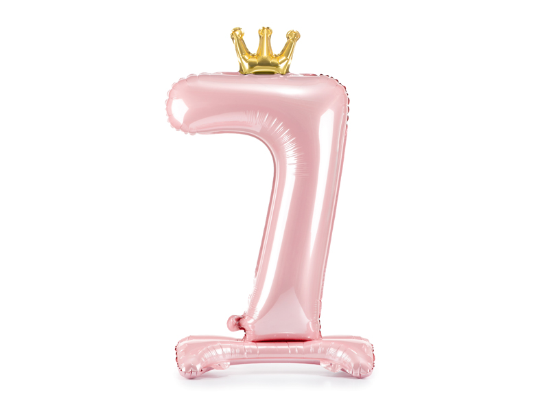 Stojący balon foliowy cyfra ''7'', 84 cm, jasny różowy