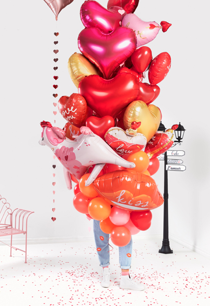 Balony 16'' Serca, Pastel czerwony (1 op. / 6 szt.) - obrazek 6