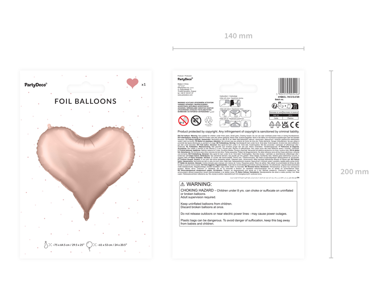 Balon foliowy Serce, 75x64,5 cm, różowe złoto - obrazek 9