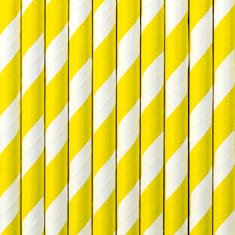 Słomki papierowe, żółty, 19,5cm (1 op. / 10 szt.)