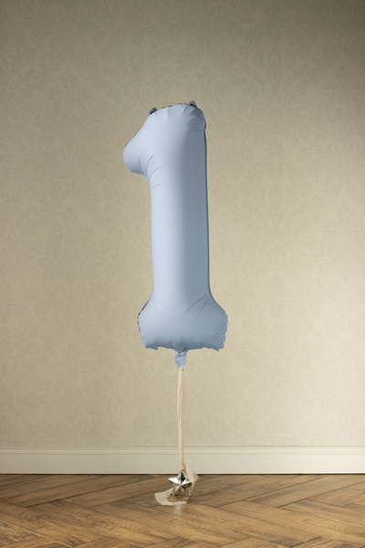 Balon foliowy Cyfra '1', 86cm, mglisty niebieski - obrazek 3