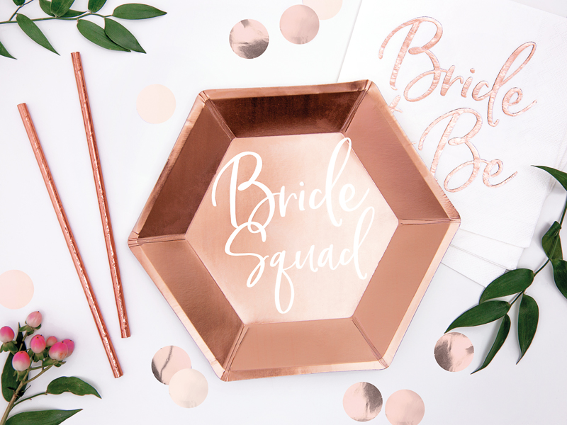Talerzyki Bride squad, różowe złoto, 23cm (1 op. / 6 szt.) - obrazek 6