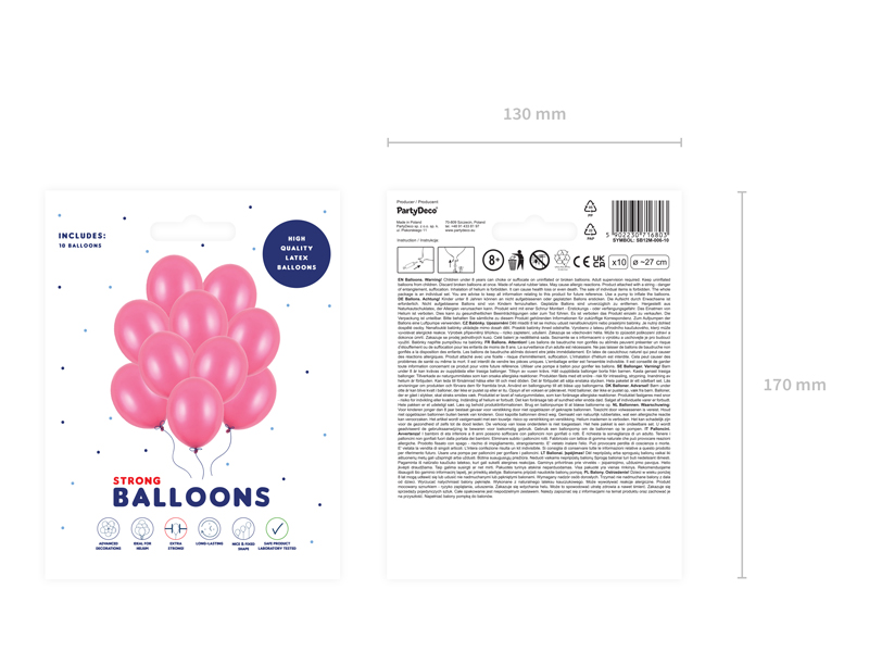 Balony Strong 27cm, Metallic Hot Pink (1 op. / 10 szt.) - obrazek 2
