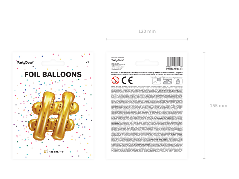 Balon foliowy #, 35cm, złoty - obrazek 4
