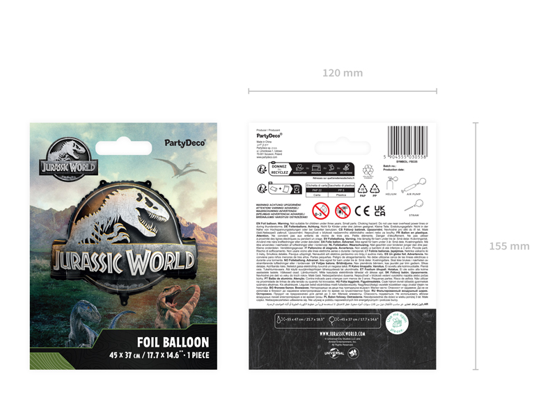 Balon foliowy Logo Jurassic World, 45x37 cm, mix - obrazek 4