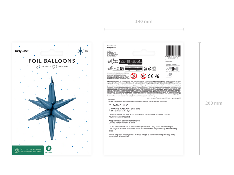Balon foliowy Gwiazda 3D, 105cm, granat - obrazek 4