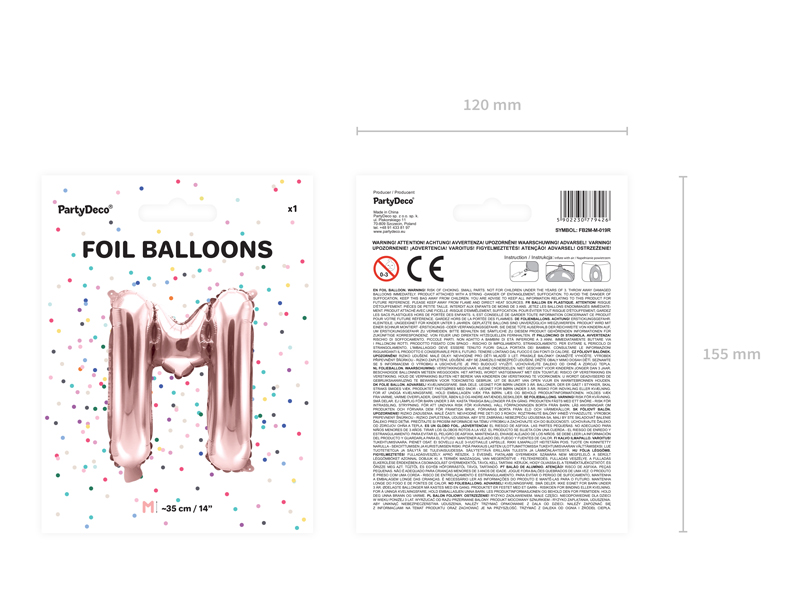 Balon foliowy Litera ''M'', 35cm, różowe złoto - obrazek 7