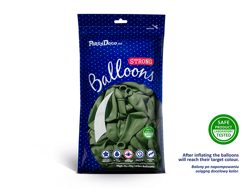 Balony Strong 30 cm, Pastel Rosemary Green (1 op. / 100 szt.) - obrazek 8