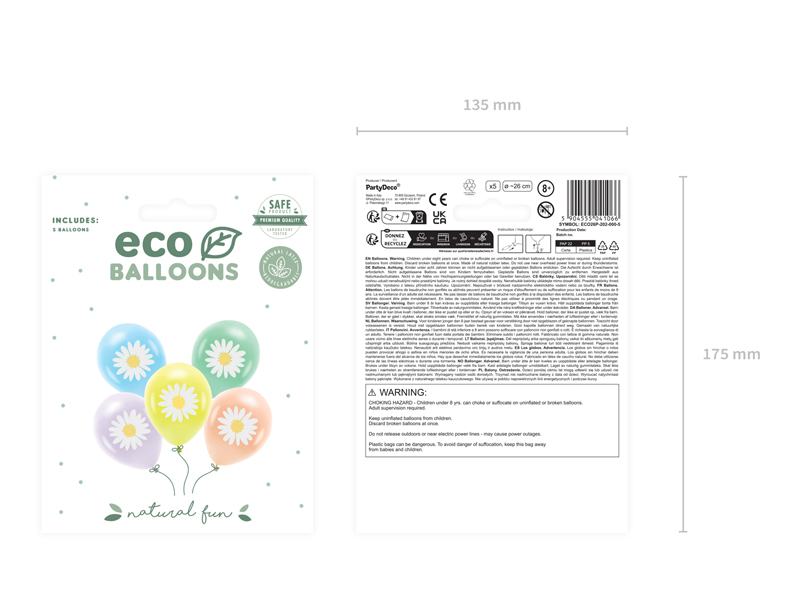 Balony Eco 30 cm, Stokrotki, mix (1 op. / 5 szt.) - obrazek 3