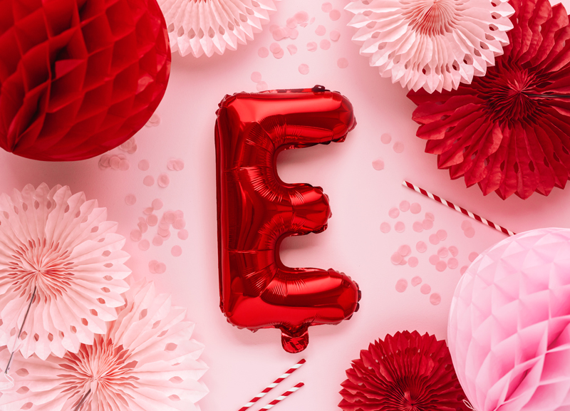 Balon foliowy Litera ''E'', 35cm, czerwony - obrazek 2