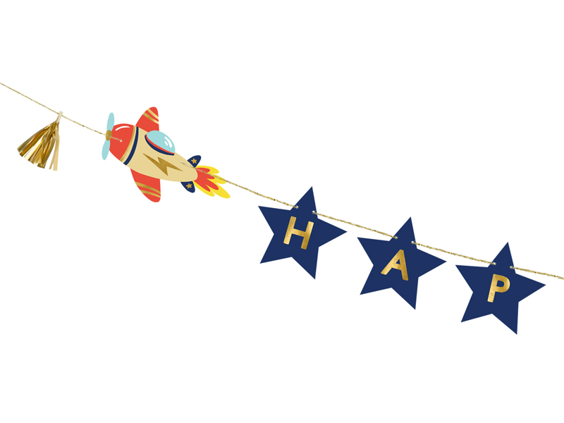 Baner Happy Birthday Samoloty, 2.5 m, mix - obrazek 2