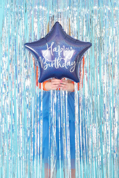 Balon foliowy Happy Birthday, 40cm, granat - obrazek 2
