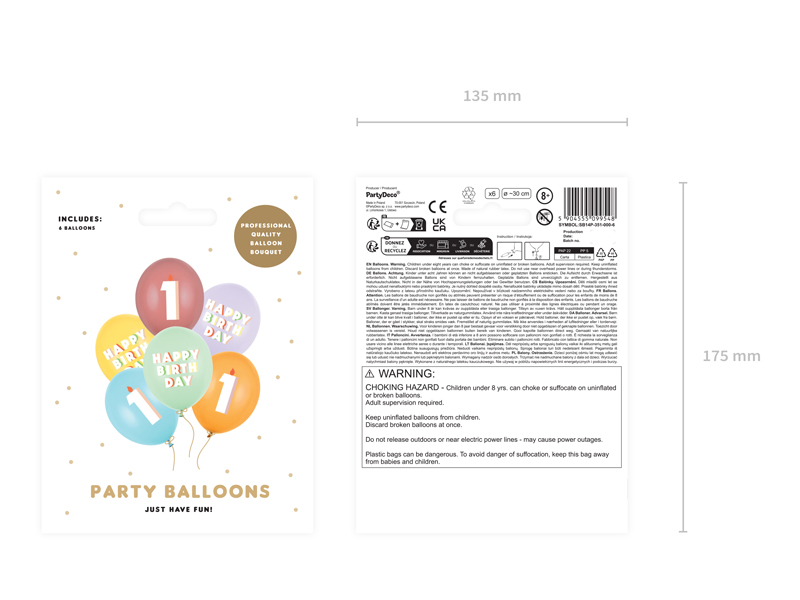 Balony 30 cm, 1, mix (1 op. / 6 szt.) - obrazek 3