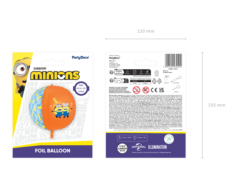 Balon foliowy Piłka w Minionki, 75 cm, mix - obrazek 5