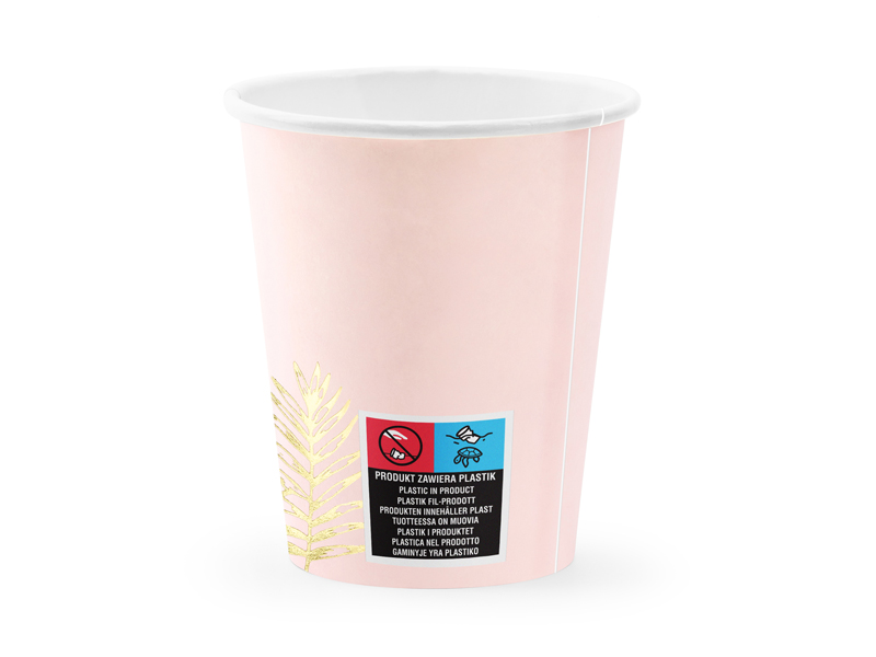 Kubeczki Liście, jasny różowy, 220ml (1 op. / 6 szt.) - obrazek 2