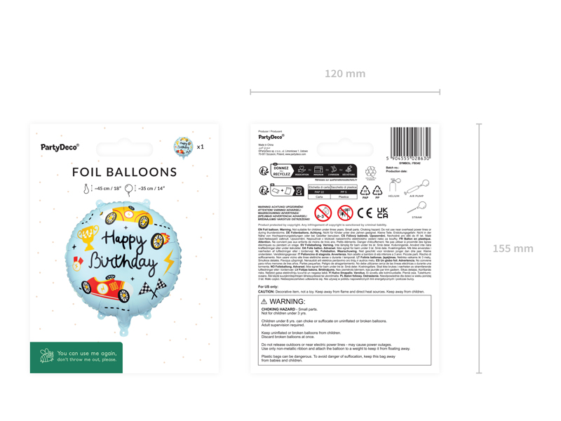 Balon foliowy pastylka ''Happy Birthday'', 35x35 cm, mix - obrazek 4