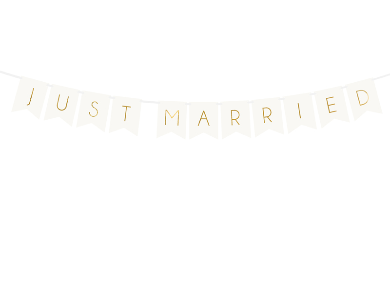 Baner Just Married, biały, 15 x 155 cm