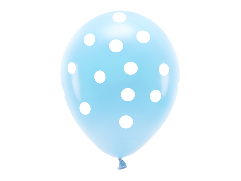 Balony Eco 33 cm pastelowe, Kropki, błękit (1 op. / 6 szt.)