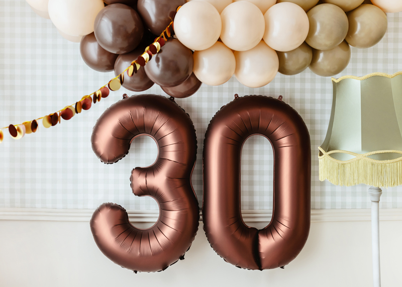 Balon foliowy Cyfra '3', 86cm, mocca - obrazek 2