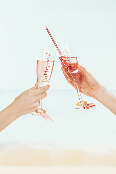 Naklejki na kieliszki ''Bride & Bridesmaid'', różowe złoto (1 op. / 6 szt.) - obrazek 3