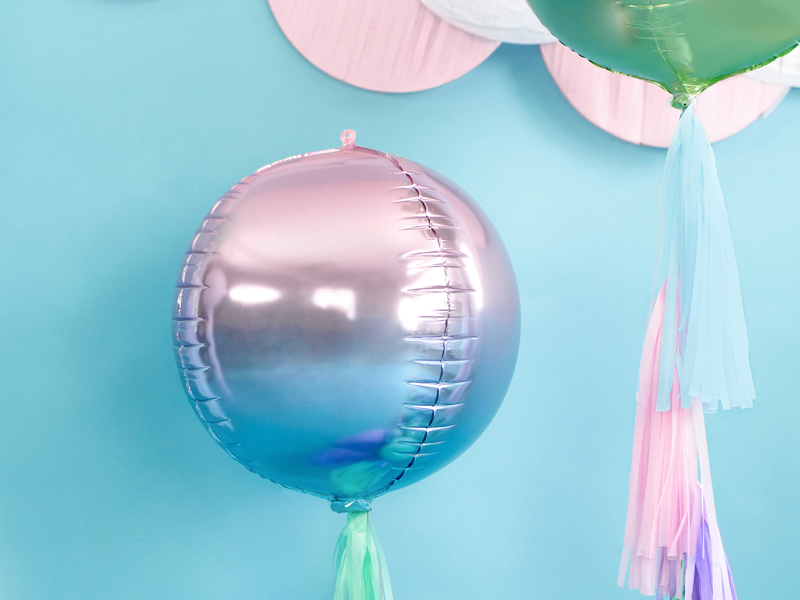 Balon foliowy Kula ombre, fioletowo-niebieski, 35cm - obrazek 2