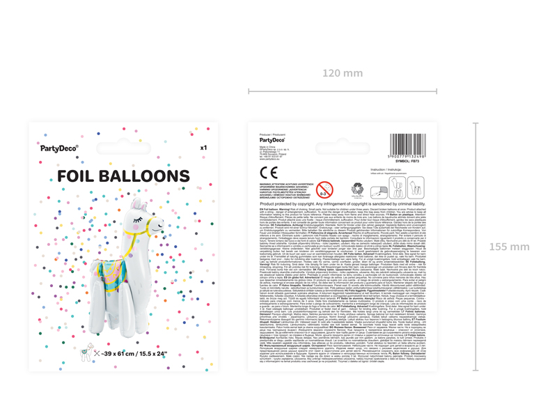 Balon foliowy Lama, 39x61cm, mix - obrazek 3