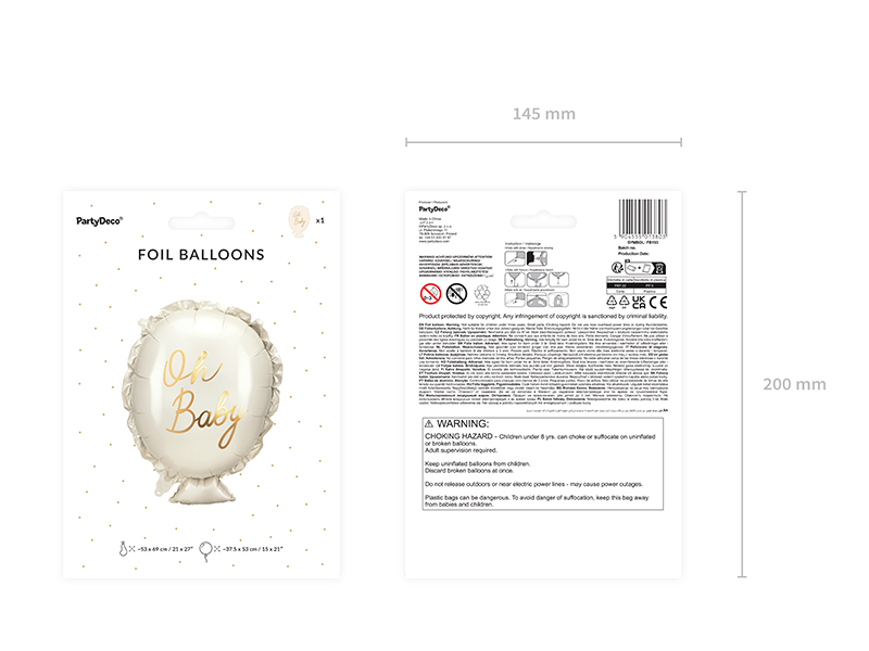Balon foliowy Oh baby, 53x69 cm, mix - obrazek 8