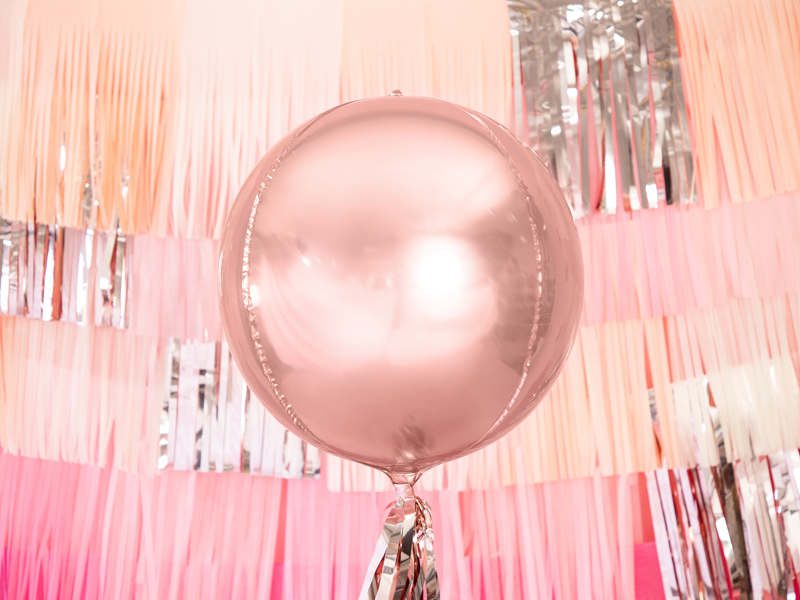Balon foliowy Kula, 40cm, różowe złoto - obrazek 4