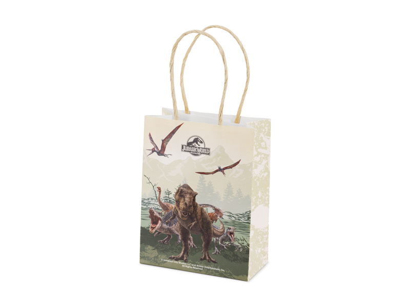 Torebki papierowe na upominki Jurassic World, 12x15.5x6 cm, mix (1 op. / 6 szt.)